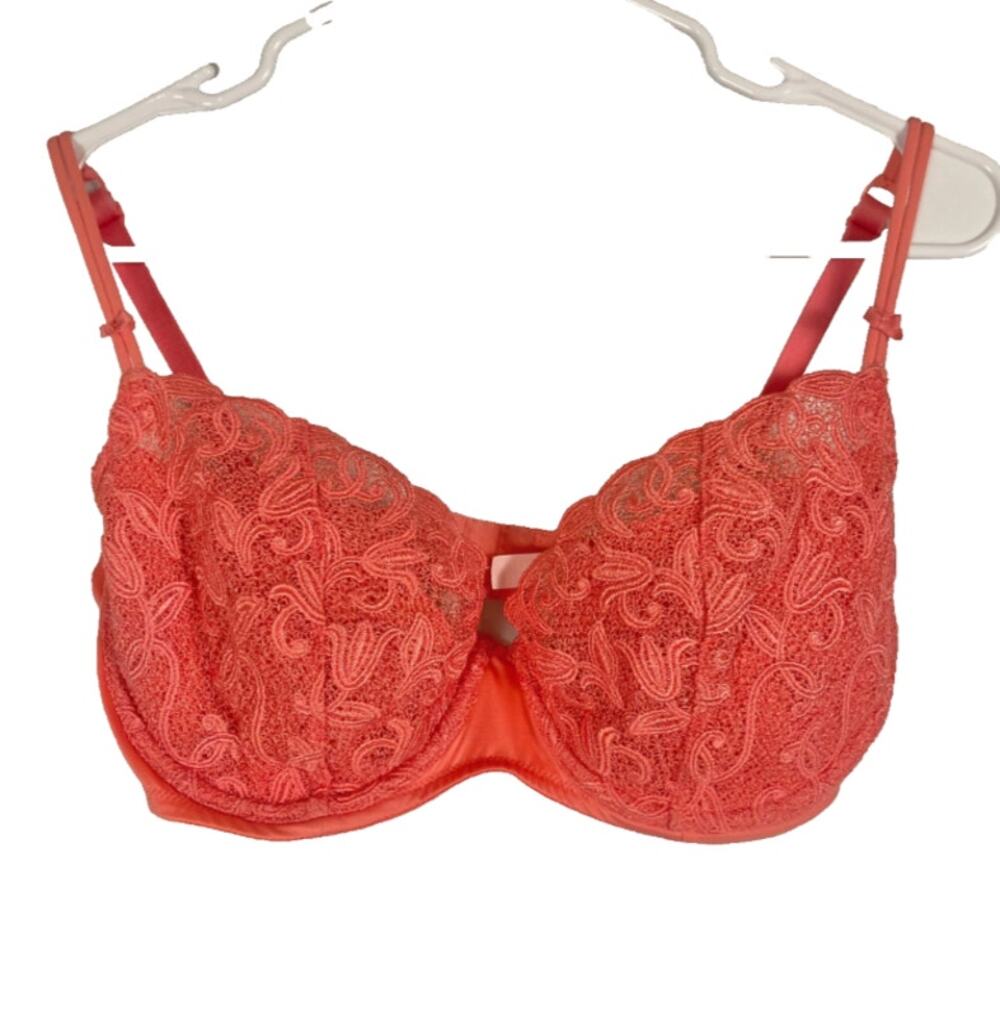 36DD victoria's secret preowned coral pink sherbet orange lace bra